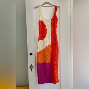 Mara Hoffman colorful flattering form fitting dress midi